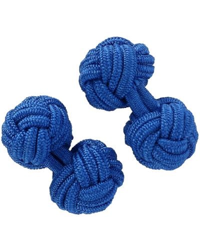 CrookhornDavis Silk Knot Cufflink Set - Blue