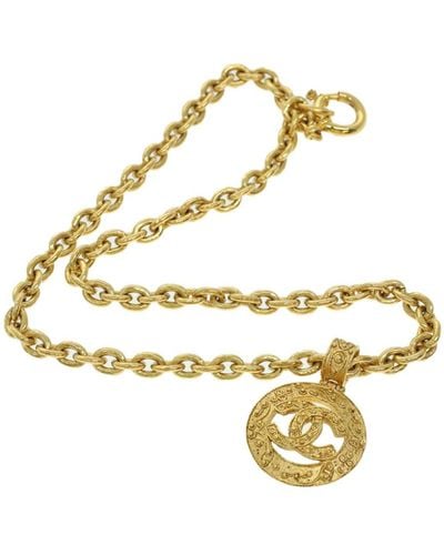 Chanel Necklace Gold Tone Cc Auth 41169a - Metallic