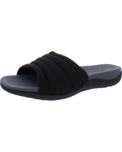 Dearfoams Low Foam Laceless Slip On Slide Sandals - Black