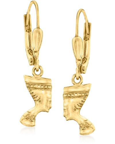 Ross-Simons 14kt Gold Nefertiti Drop Earrings - Metallic