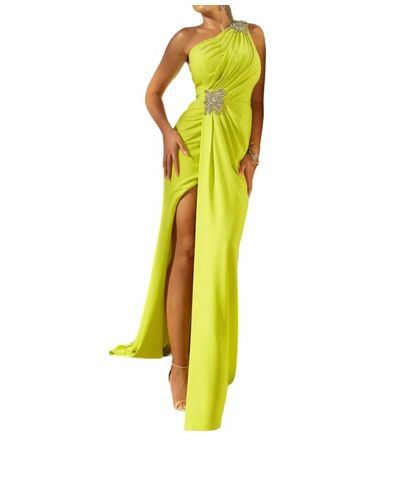 Terani One Shoulder Gown - Yellow