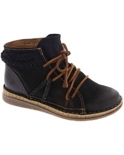 Born Temple Ii Suede Braided Combat & Lace-up Boots - Black
