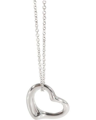 Tiffany & Co. Elsa Peretti Open Heart Pendant On A Chain - White