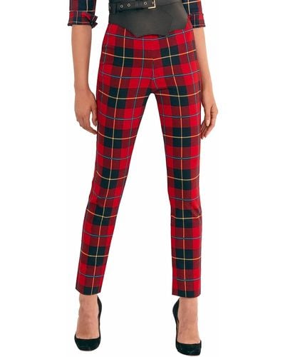 Gretchen Scott Gripeless Pull On Pant - Plaidly Cooper - Red