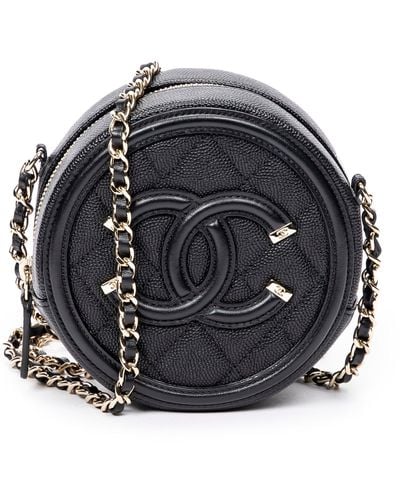 Chanel Round Cc Filigree Chain Crossbody - Black