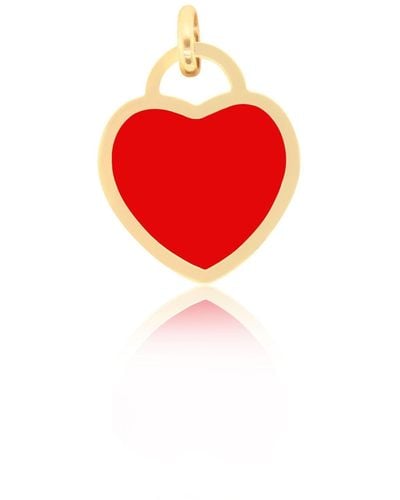 The Lovery Coral Heart Padlock Charm - Red