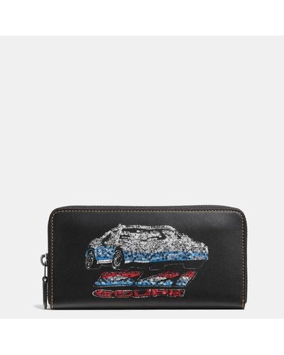 COACH Accordion Zip Wallet With Car - Black