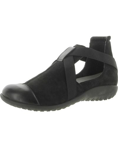 Naot Rakua Suede Toe Cap Flat Shoes - Black