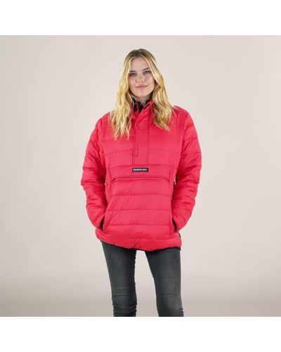 Members Only Popover Puffer Oversized Jacket - Red