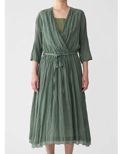 Pas De Calais Botanical Dye Belted Dress - Green
