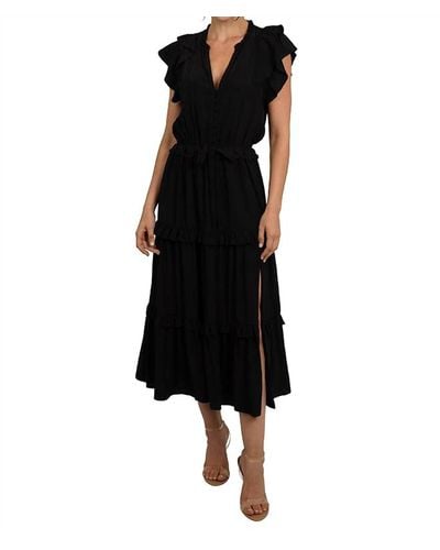 Love Token Tiered Midi Dress - Black