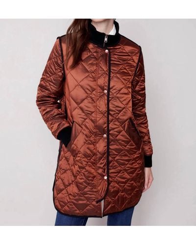 Charlie b Long Quilted Jacket - Red