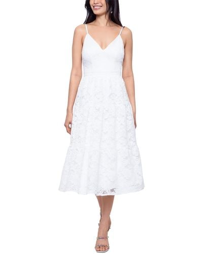Xscape Solid Lace Fit & Flare Dress - White
