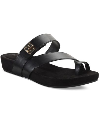 Giani Bernini Rilleyy Faux Leather Toe Loop Slide Sandals - Black