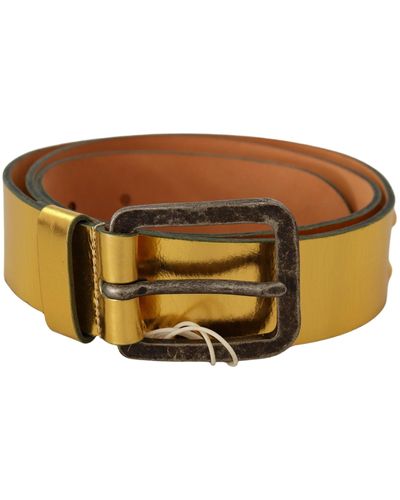 John Galliano Genuine Leather Rustic Buckle Waist Belt - Brown