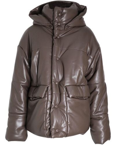 Nanushka Hide Vegan Leather Puffer Jacket - Brown