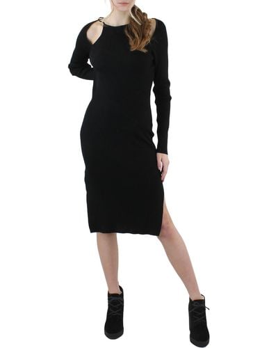 Almost Famous Ribbed Cut Out Midi Dress - Black