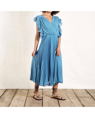 B.yu Flutter Sleeve Dress - Blue