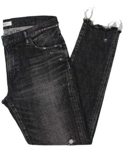 Moussy Frayed Hem Faded Skinny Jeans - Black