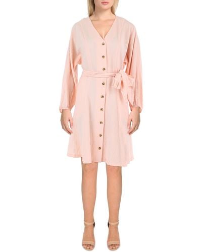Calvin Klein Textured Long Sleeves Shirtdress - Pink