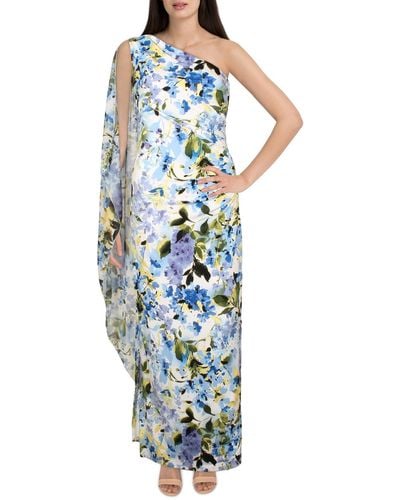 Marina Knit Floral Maxi Dress - Blue