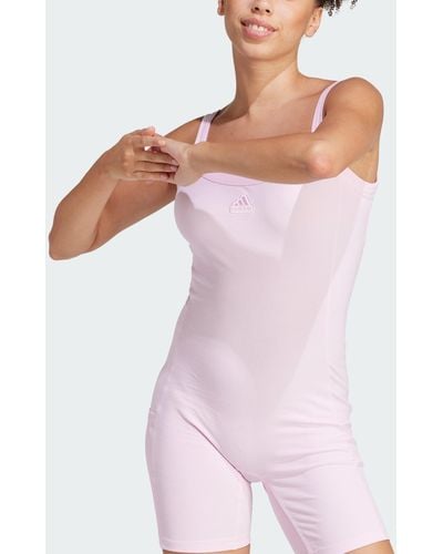 adidas Lounge Ribbed Bodysuit - Pink