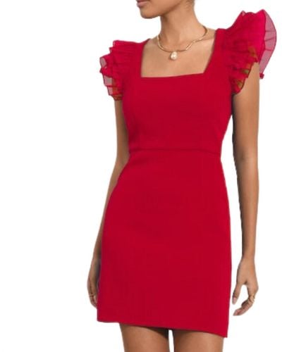 Adelyn Rae Claudia Ruffle Mini Dress - Red
