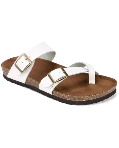 White Mountain Gracie Leather Flat Footbed Sandals - Brown