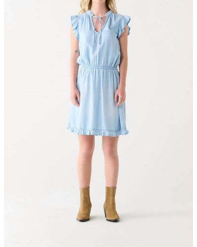 Dex Ruffle Trim Knee Length Dress - Blue