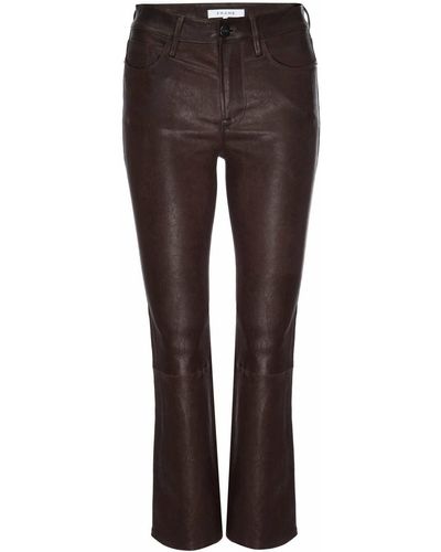 FRAME Le Crop Mini Boot Leather Pants - Brown