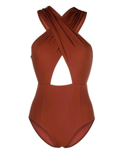 Ulla Johnson Cross-over-strap Swimsuit - Brown