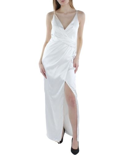 Aidan Mattox Draped Maxi Evening Dress - White