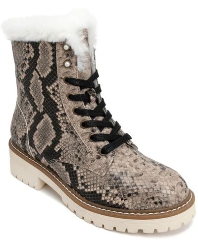 Sugar Leather Ankle Winter & Snow Boots - Brown