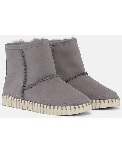 Ilse Jacobsen Suede Ankle Boots In Dark Shadow - Gray