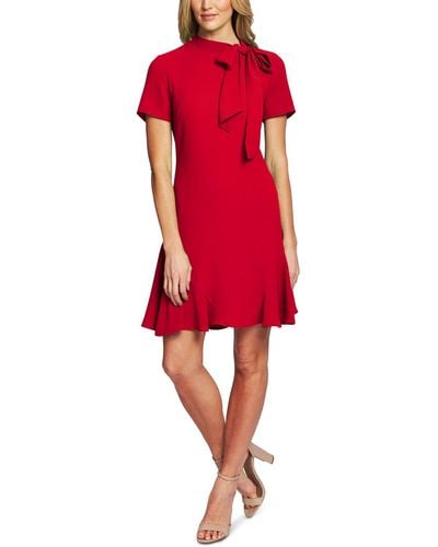 Cece Ruffled Bow Cocktail Dress - Red