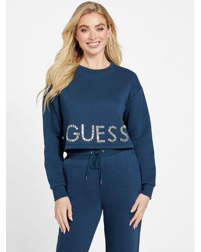 Guess Factory Tara Crystal Logo Sweatshirt - Blue