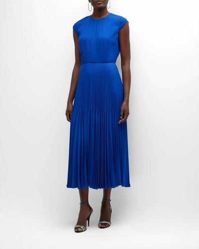 Jason Wu Cap-sleeve Pleated Midi Dress - Blue