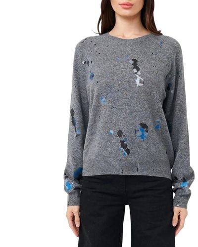 Brodie Cashmere Shout Out Foil Mini Sweater - Gray