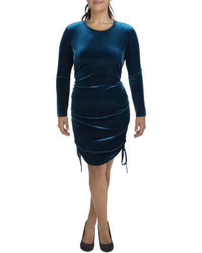 Calvin Klein Velvet Midi Sheath Dress - Blue