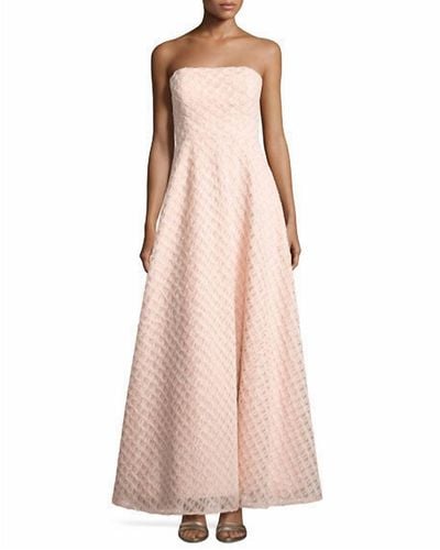 Nicole Miller Strapless Patterned Gown - Pink