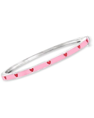 Ross-Simons Tonal Pink Enamel Heart Bangle Bracelet
