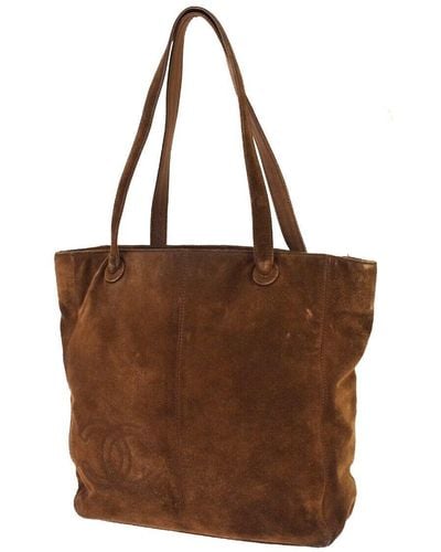 Chanel Logo Cc Suede Shoulder Bag (pre-owned) - Brown