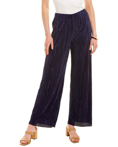 Anne Klein Pull-on Pleated Wide Leg Pant - Blue