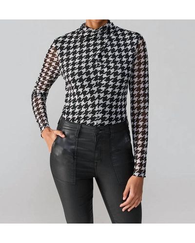 Sanctuary Make A Statement Houndstooth Top - Black