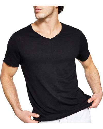INC V-neck Short Sleeve T-shirt - Black