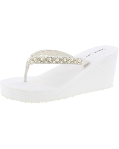 Touch Ups Shelly Embellished Slip On Wedge Sandals - White