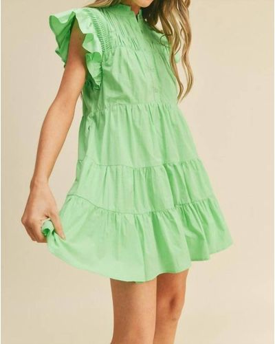 ..,merci Cotton Flutter Dress - Green