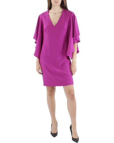 Lauren by Ralph Lauren Knit Flutter Sleeves Shift Dress - Pink