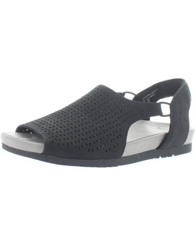 Earth Linden Laveen Leather Flat Footbed Sandals - Gray