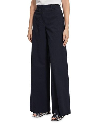 Theory High Rise Solid Wide Leg Pants - Blue